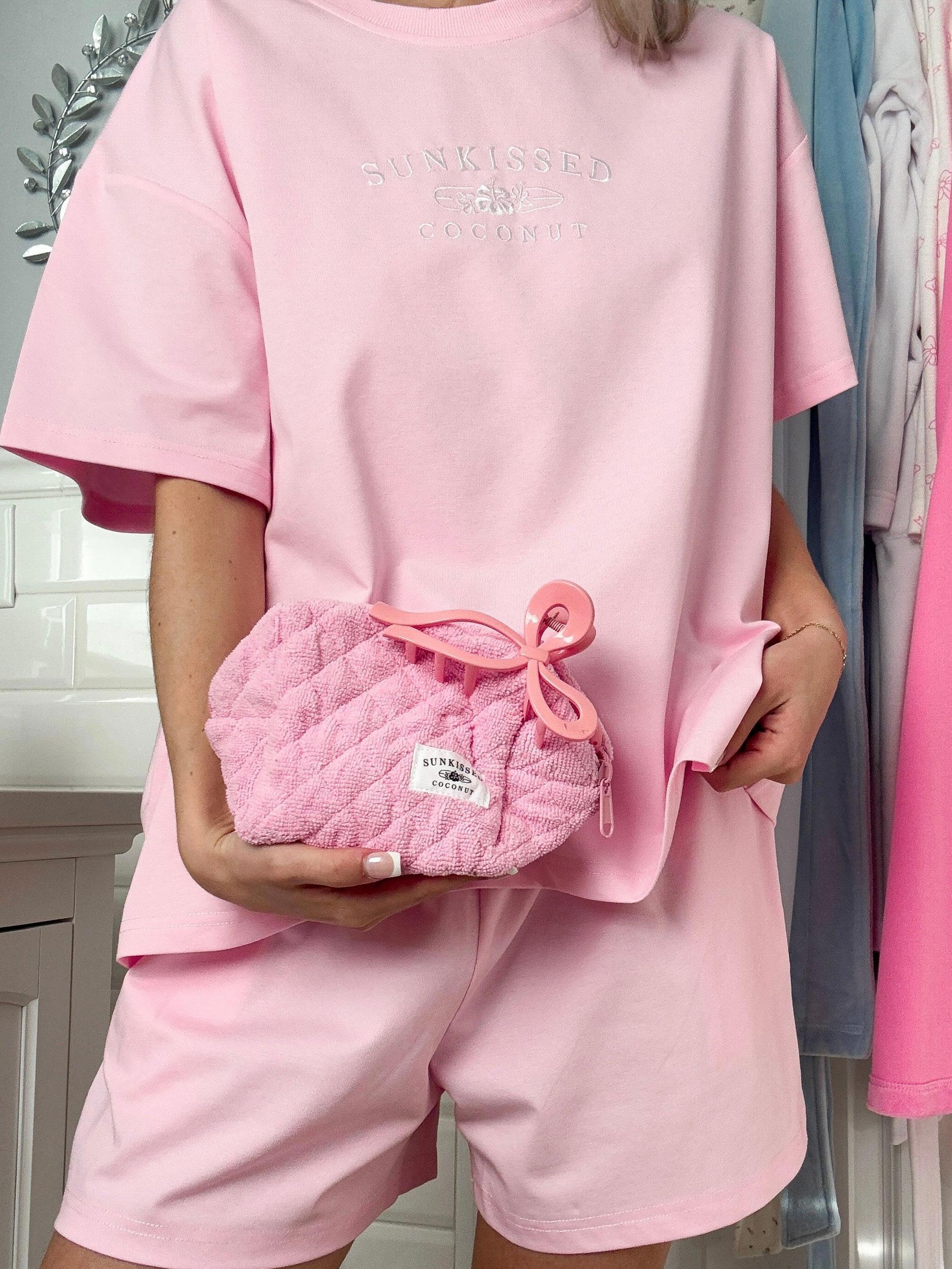 Blair Pink Basic Watercolor Embroider Tee Product Image