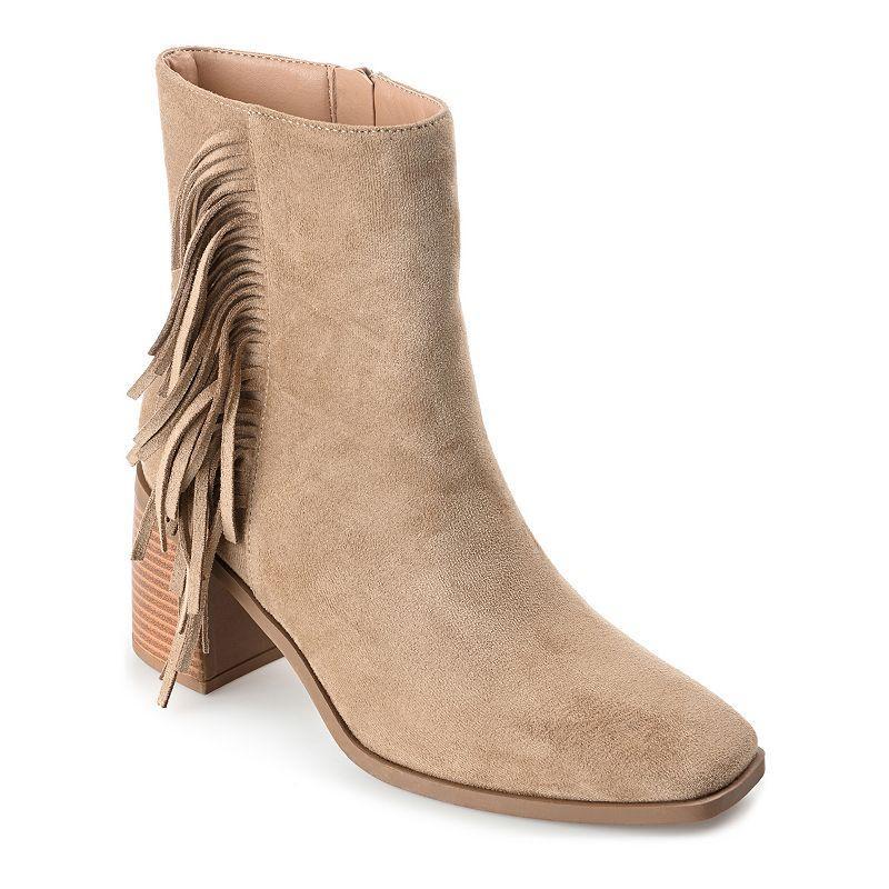Journee Collection Womens Noriah Tru Comfort Foam Inside Zip Stacked Heel Booties Brown 6.5 Product Image