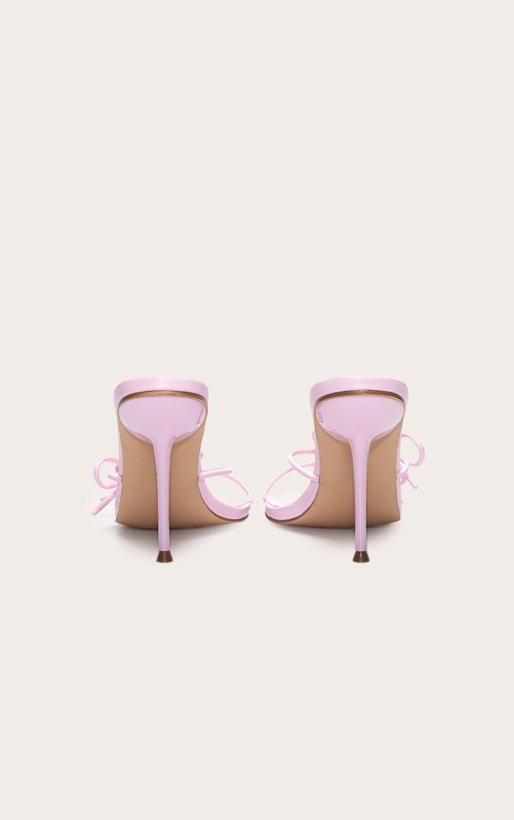 Pink Wide Fit Pu Point Toe Multi Bow High Stiletto Heeled Mules Product Image