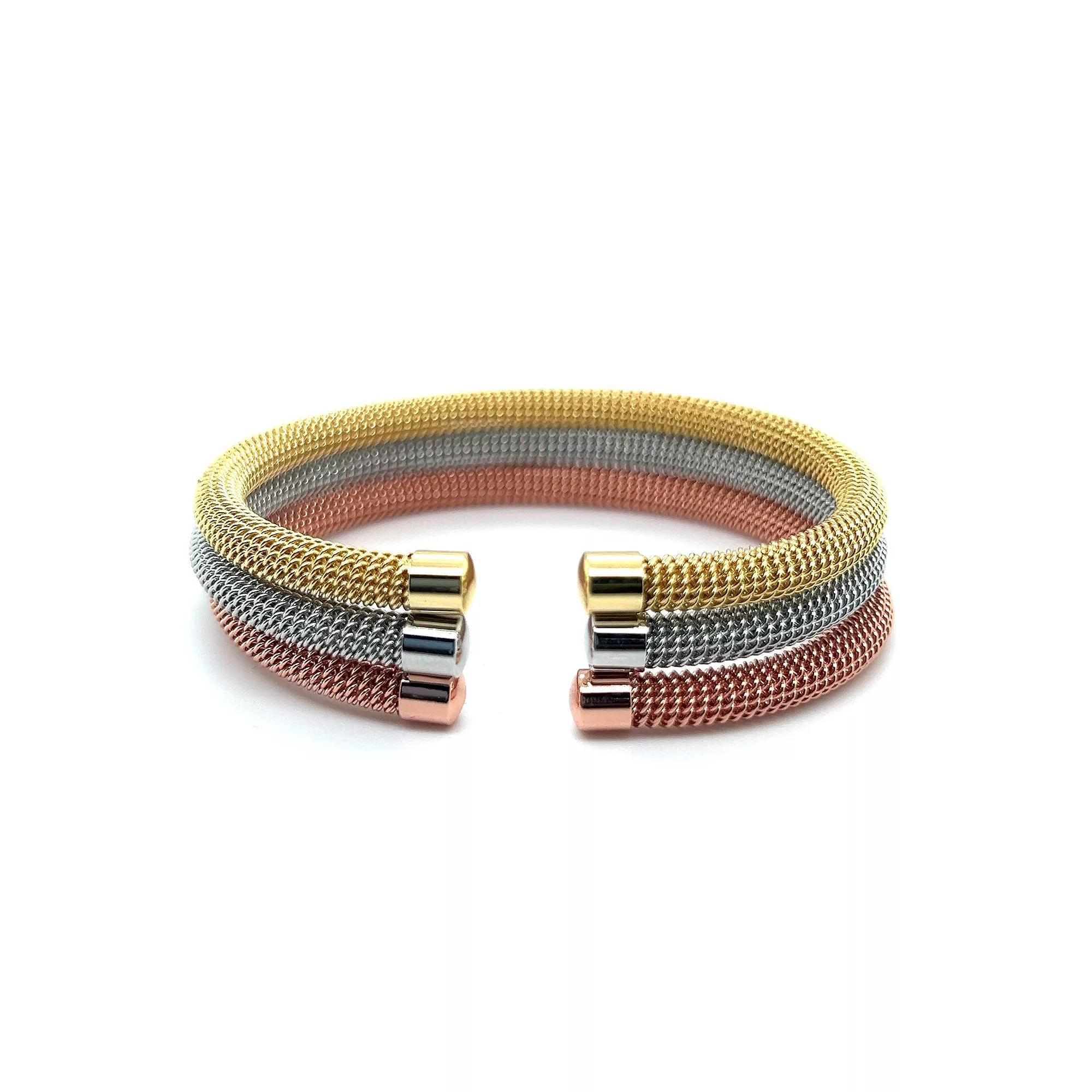 Juvell 18k Gold Plated Bangle Bracelet, Women's, Two Tone Product Image