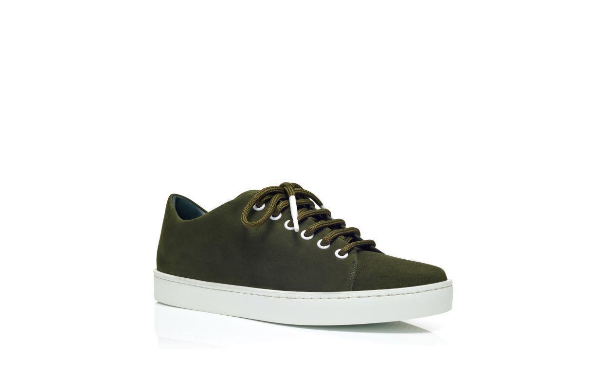 SEMANADA Dark Green Suede Low Cut Sneakers Product Image