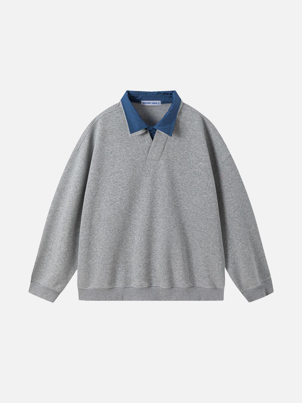 Aelfric Eden Color Blocking Double Collar Sweatshirt Product Image