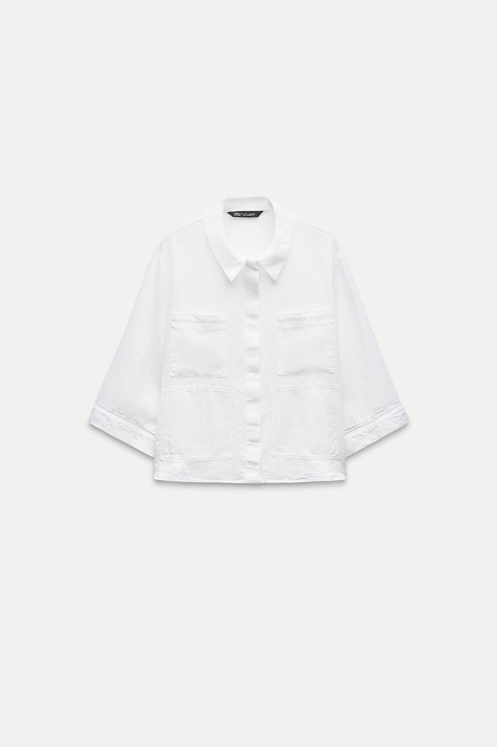 LACE INSERT SHORT SHIRT Product Image