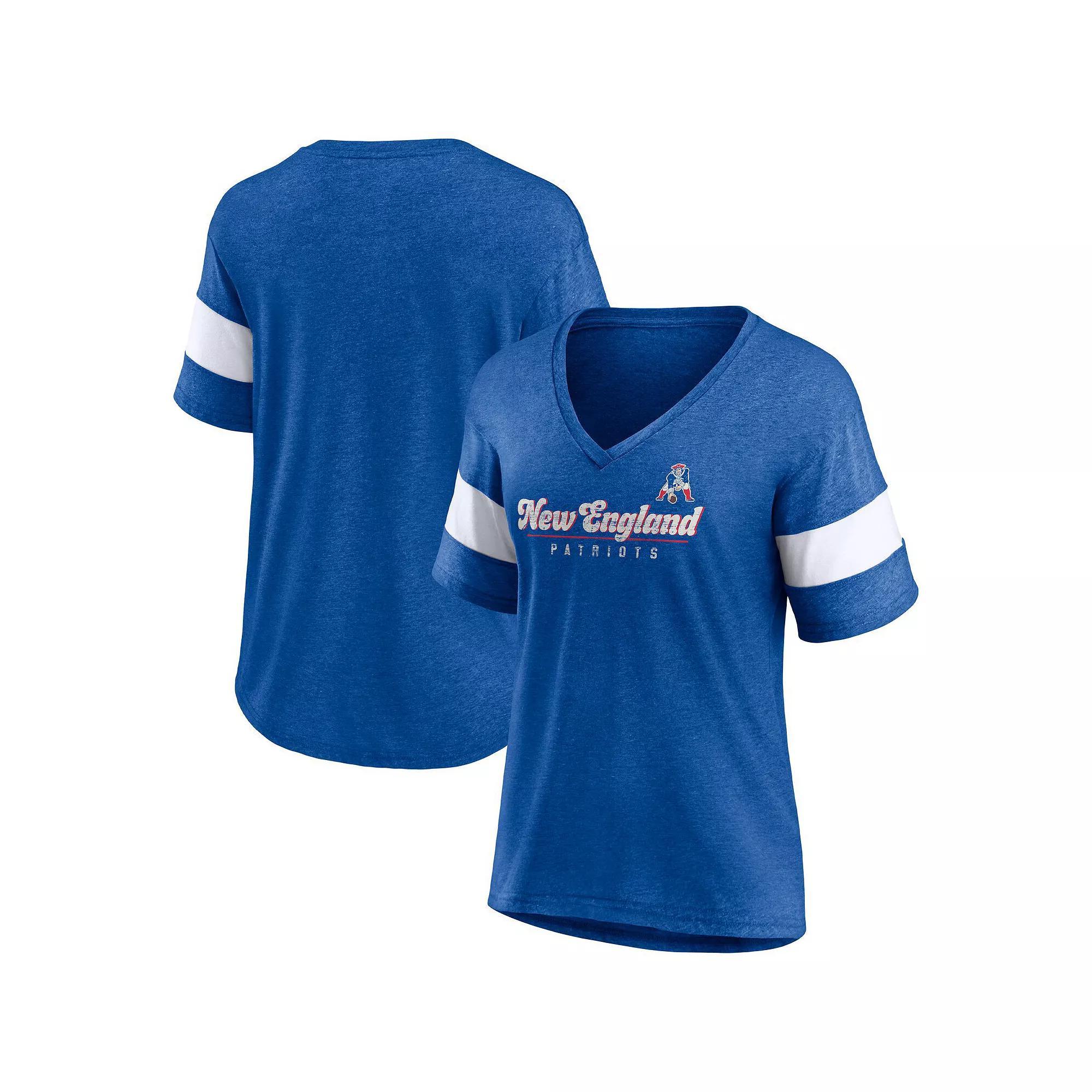 Womens Fanatics Branded Heathered Royal New England Patriots Give It All Half-Sleeve V-Neck T-Shirt Product Image