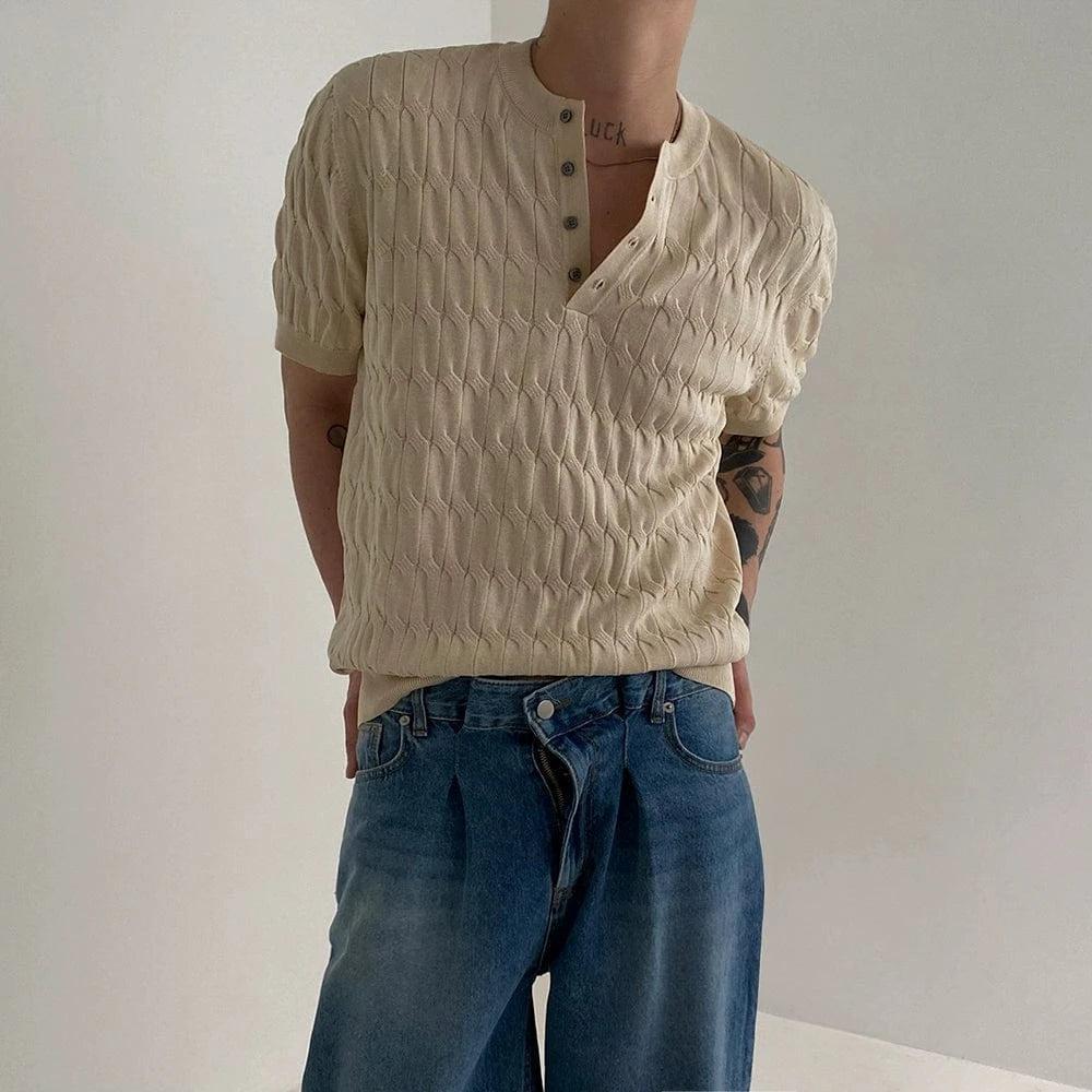 RT No. 18177 KNIT HENRY COLLAR SHORT SLEEVE Product Image