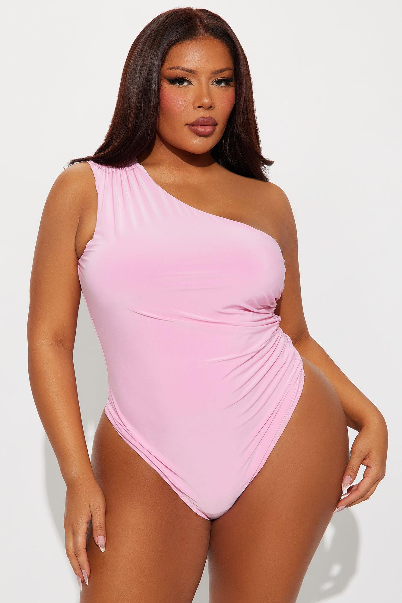 Living Proof One Shoulder Ruched Bodysuit - Pink Product Image