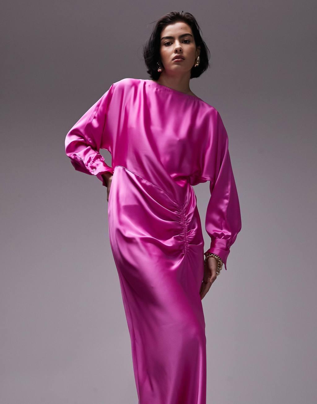 Topshop ruch front detail midi dress Product Image