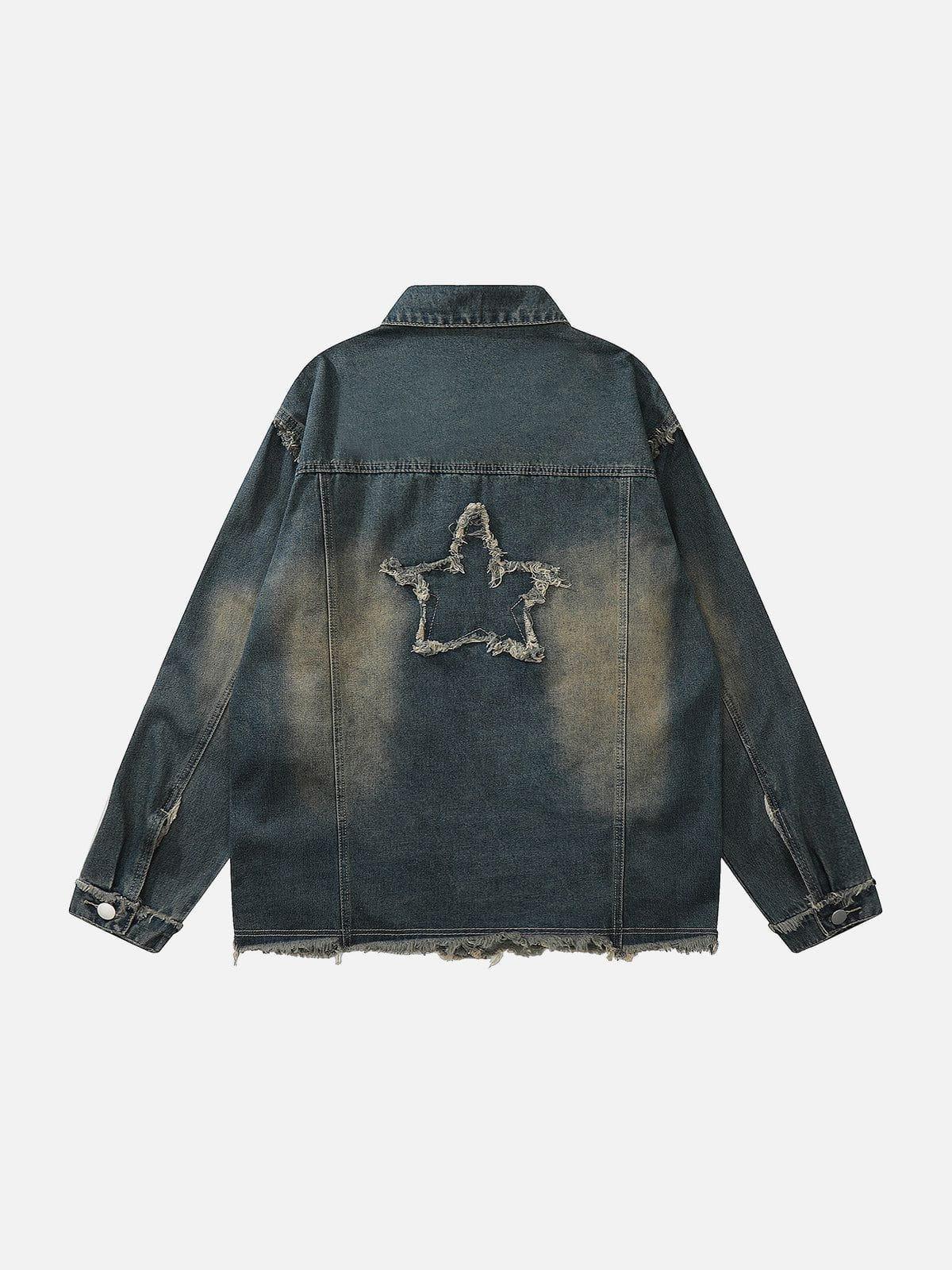 Aelfric Eden Embroidery Star Washed Denim Jacket Product Image