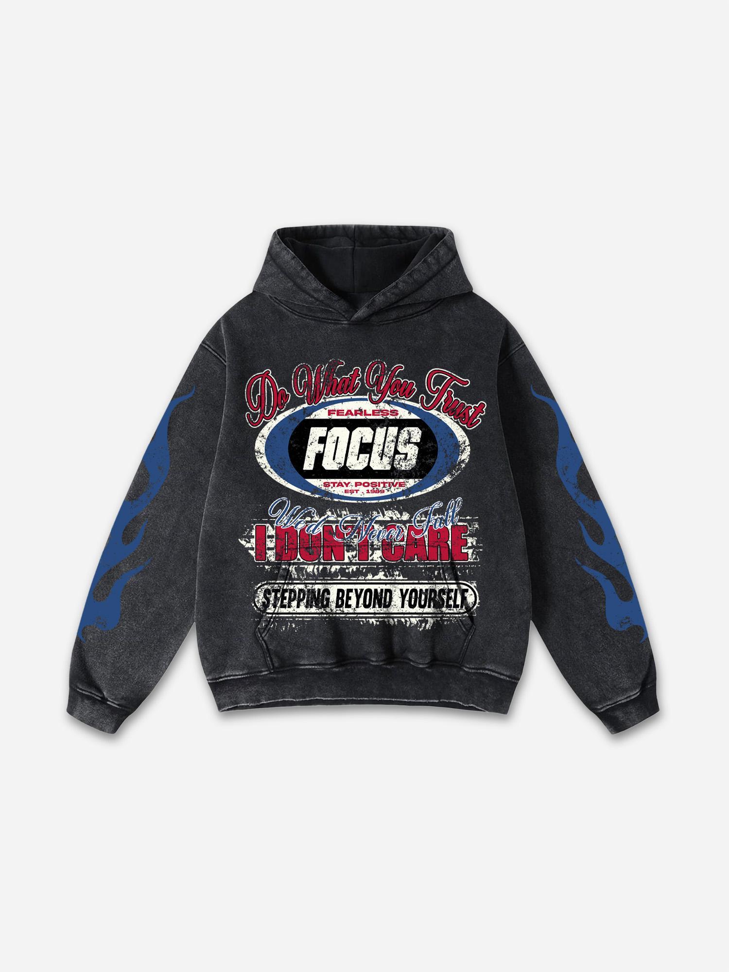 No. 28 Racing Elements Vintage Prints Graphic Acid Wash Hoodie Product Image
