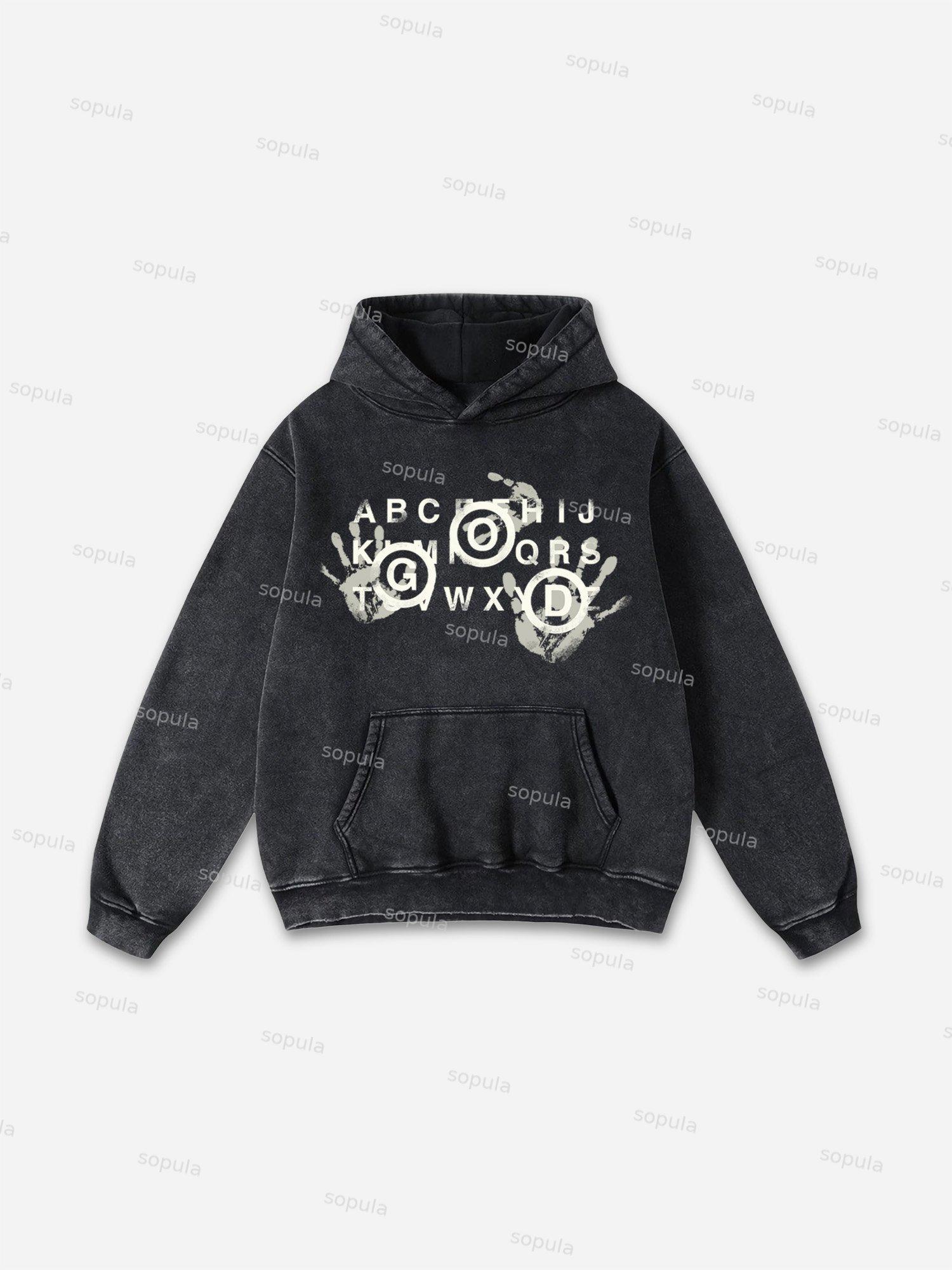 Blurred Network Portrait Graphic Washed Hoodie Product Image