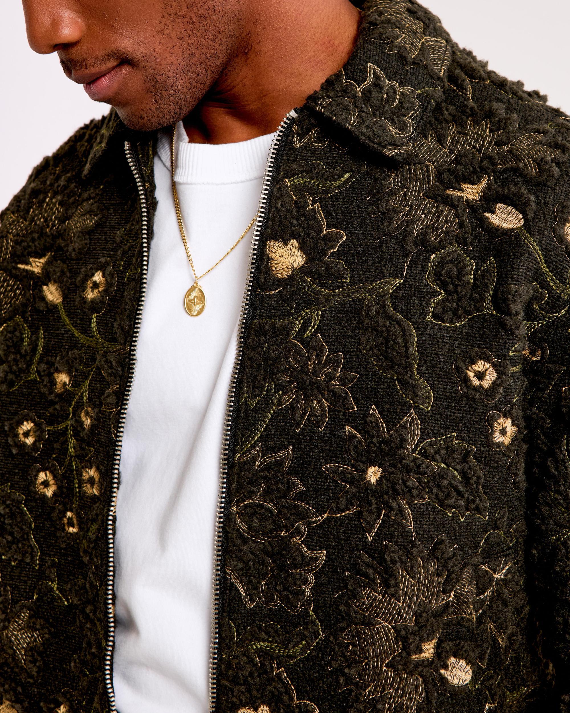 Floral Sherpa Zip Trucker Jacket Product Image