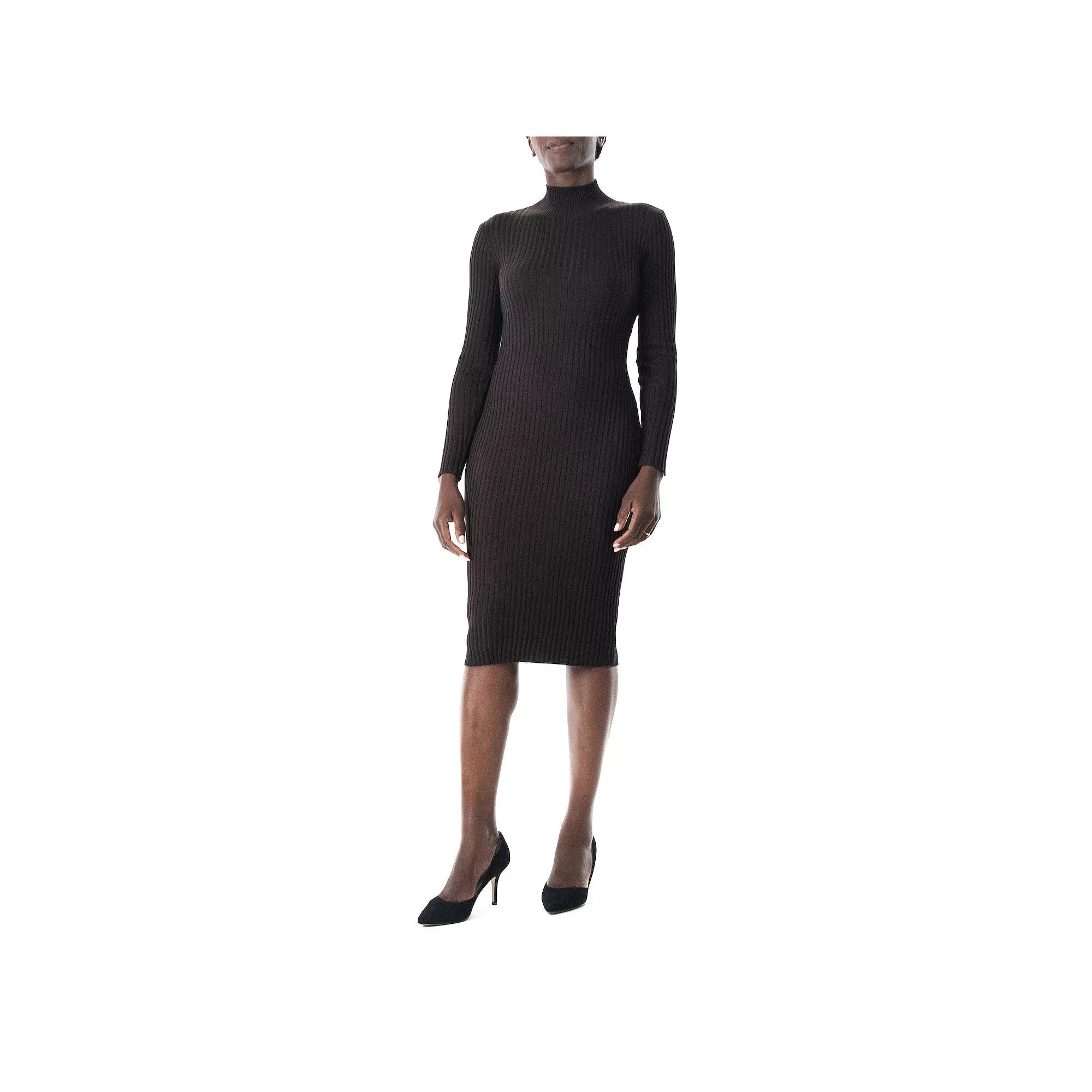 Women's Nina Leonard Striped Sweater Dress, Size: Small, Black  Ivory Product Image