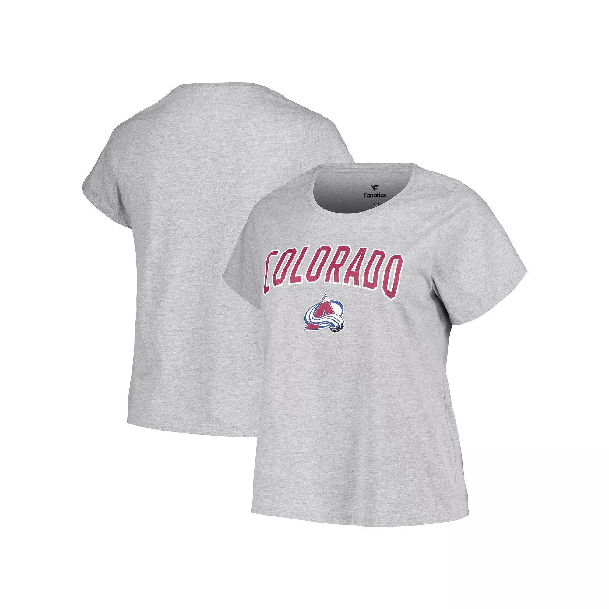 Women's Profile Heather Gray Colorado Avalanche Plus Size Arch Over Logo T-Shirt, Size: 4XL, Grey Product Image