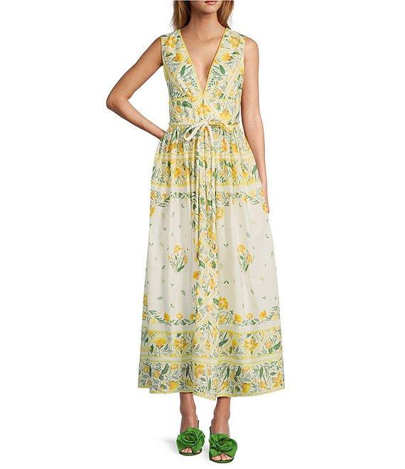 Antonio Melani x Style by Simkins Hannah Poplin V-Neck Sleeveless Belted Maxi Dress Product Image