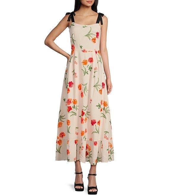 GB Floral Print Grosgrain Tie Maxi Dress Product Image