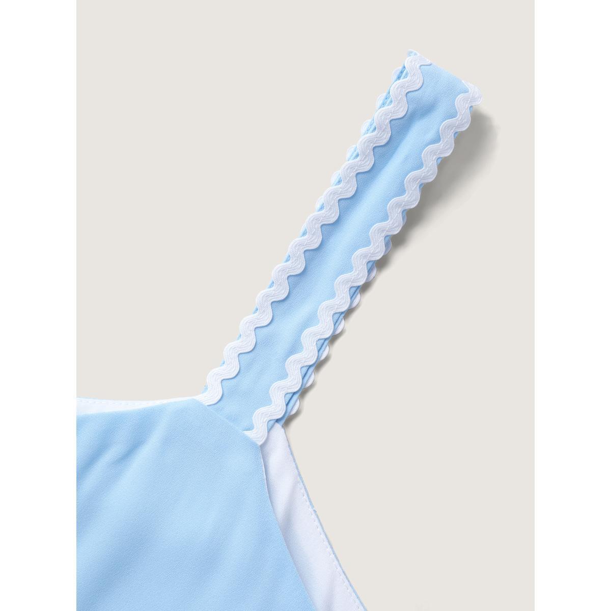 Plus Size Soft Color Contrast Ribbon Tank Top Women LightBlue Woven ribbon&lace trim Non Everyday-Elegant Tank Tops Camis BloomChic 14-16/1X Product Image