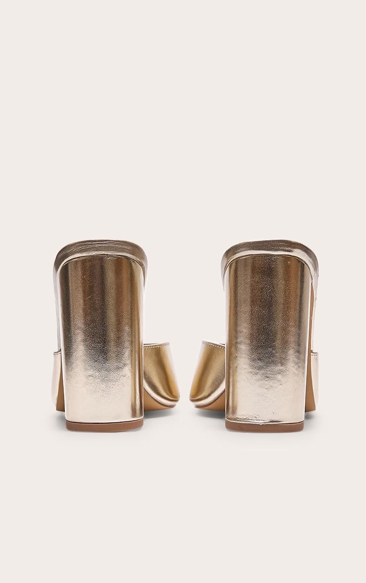 Gold Metallic Basic Block Heeled Mule Sandals Product Image