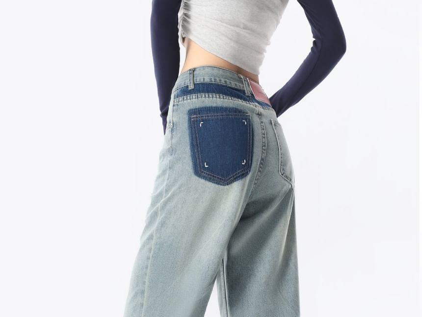 High Waist Washed Wide Leg Jeans Product Image