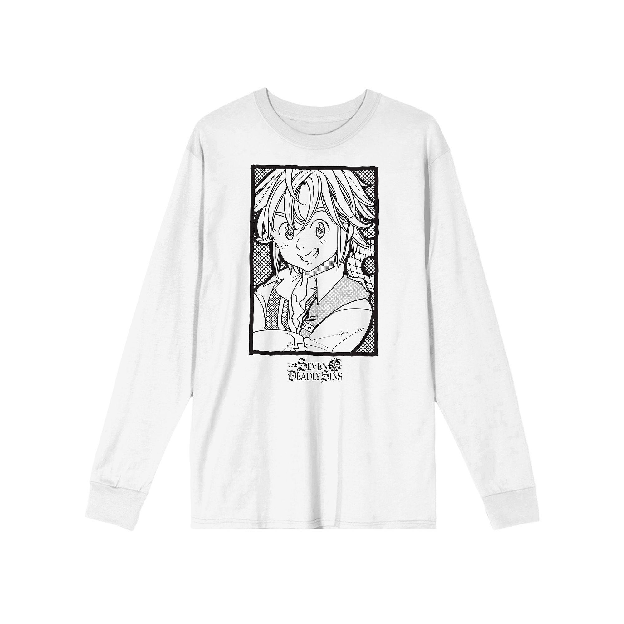 Men's Seven Deadly Sins Meliodas Manga Art Long Sleeve Graphic Tee, Size: Medium, White Product Image