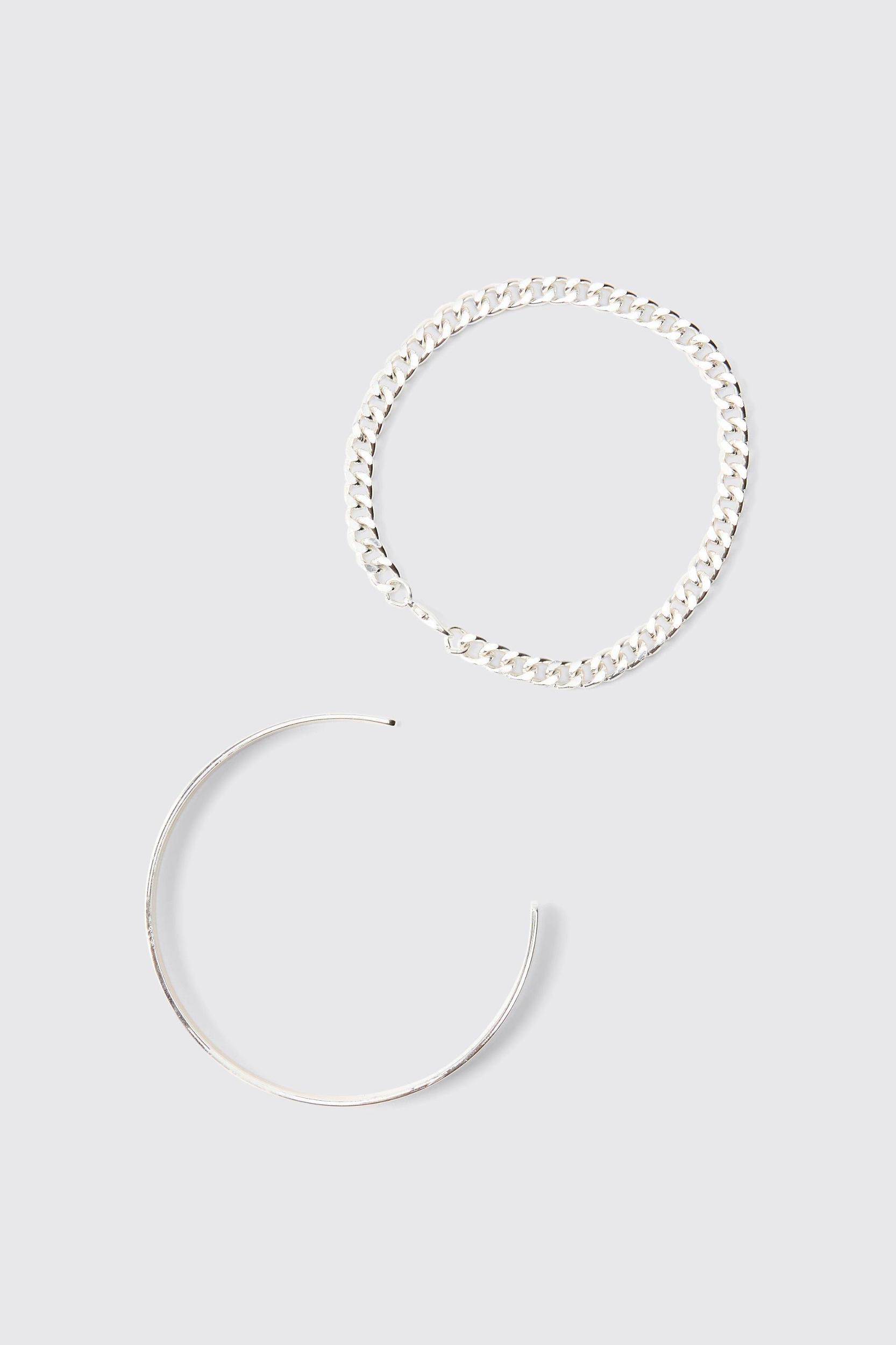 Cuff And Chain Bracelet | boohooMAN USA Product Image