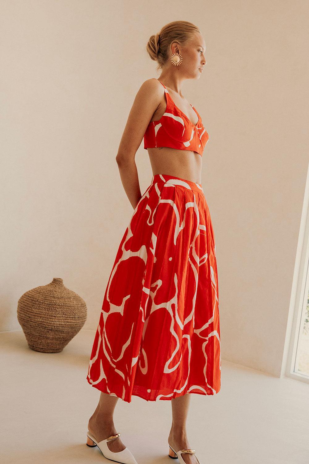 SAMPLE-Dien Wrap Skirt - Evoke Red Product Image