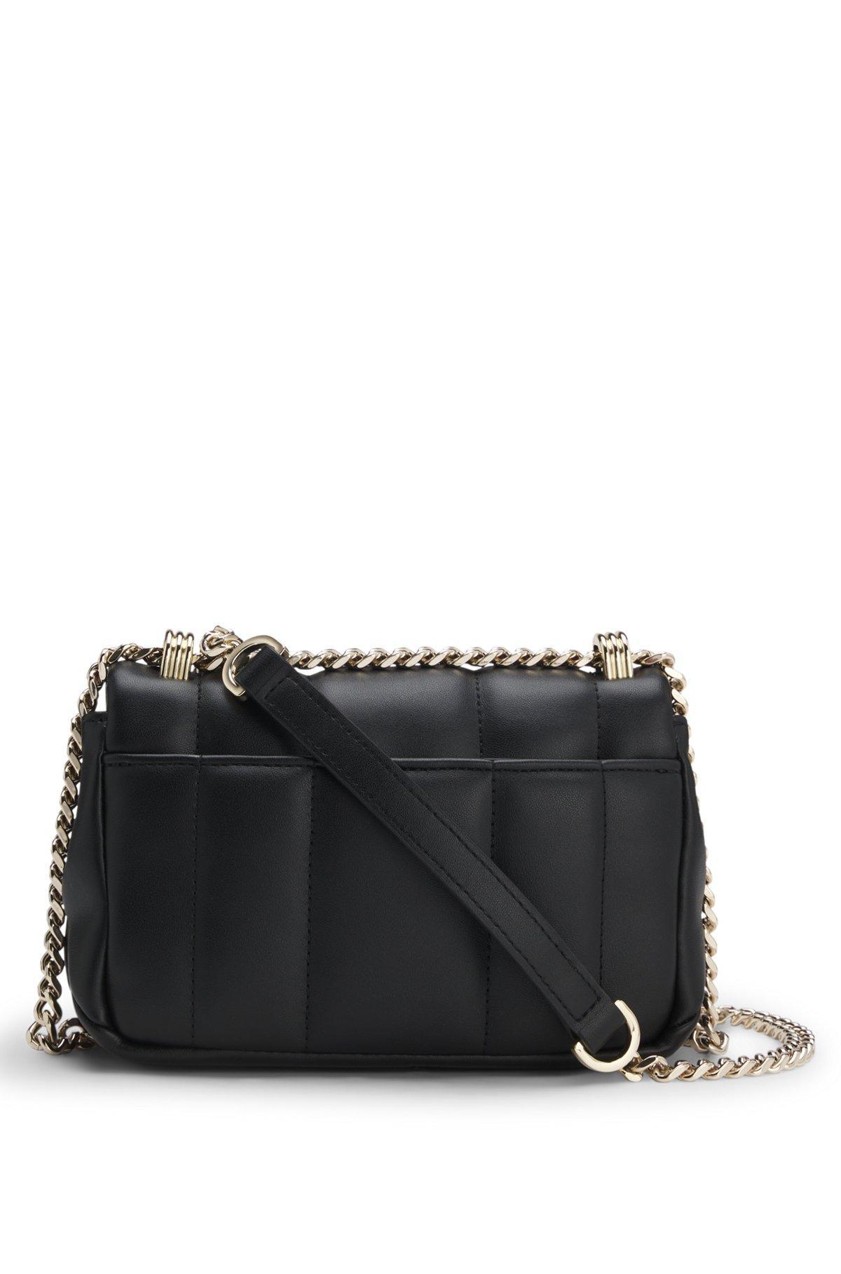 BOSS - Quilted shoulder bag with Double B monogram trim - Black Product Image