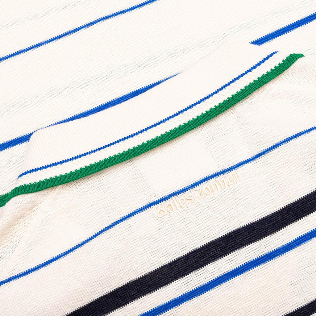 Adidas x Wales Bonner Knit Polo - Wonder White/Green/Blue Bird Male Product Image