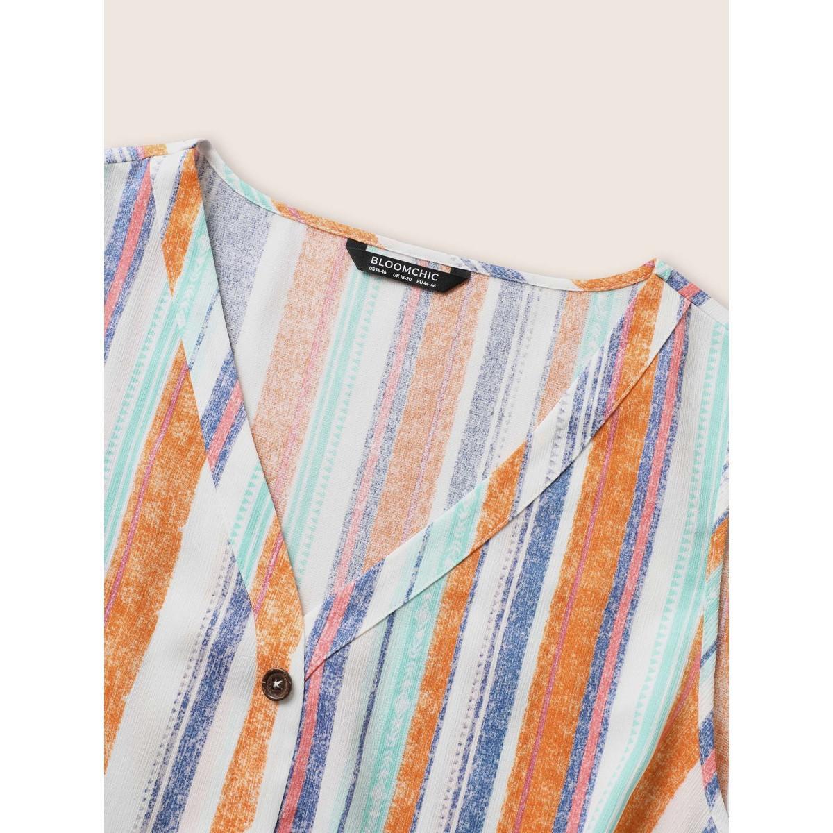 Plus Size Colored Striped Button Detail Tank Top Women Multicolor Casual Button V-neck Everyday Tank Tops Camis BloomChic 14-16/1X Product Image