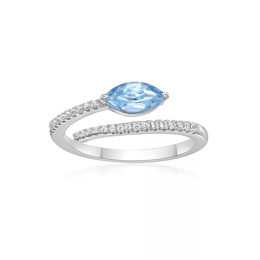 Gemminded 10k White Gold Aquamarine & 1/8 Carat T.W. Diamond Ring, Women's, Size: 6 Product Image