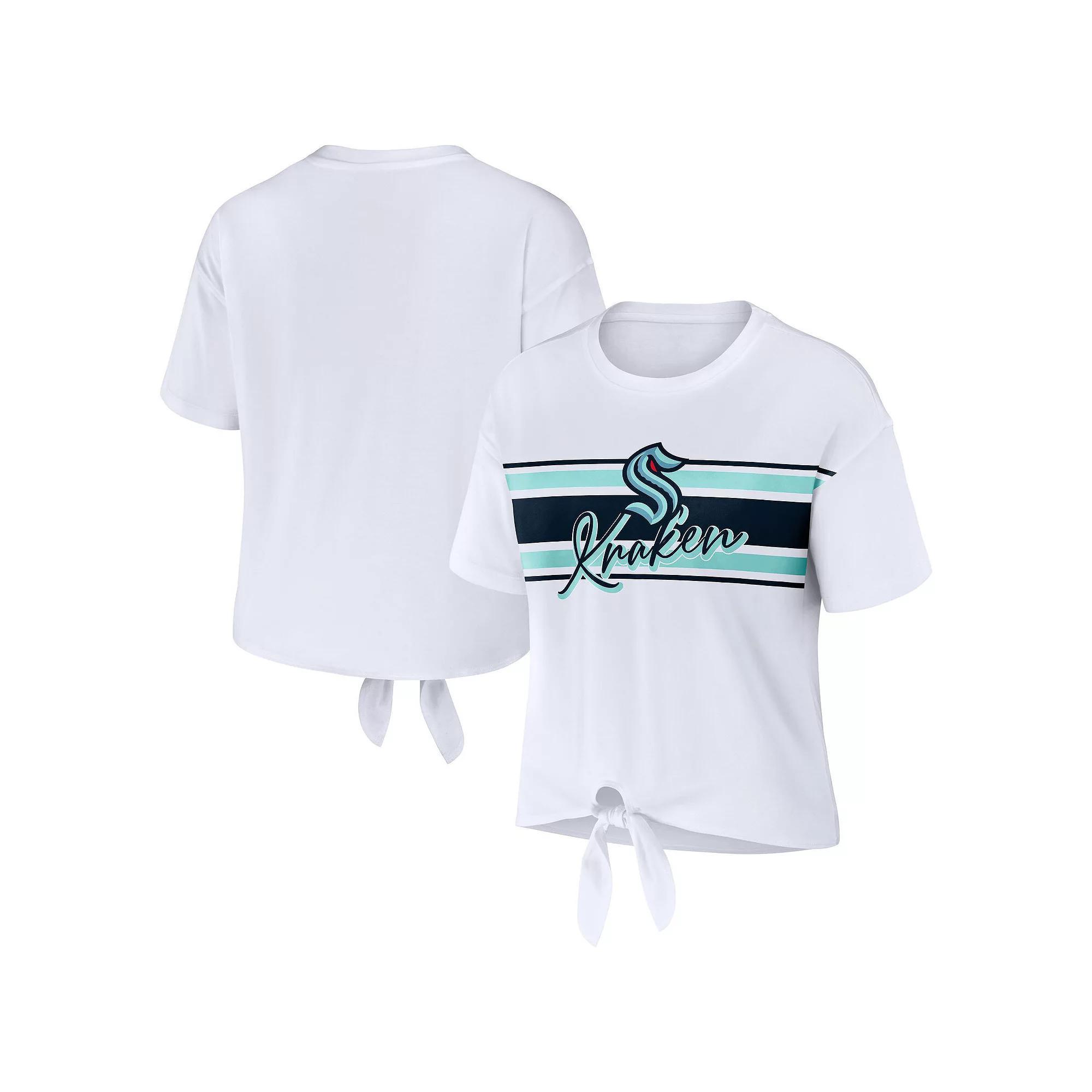 Women's WEAR by Erin Andrews White Seattle Kraken Front Knot T-Shirt, Size: Large, Krk White Product Image
