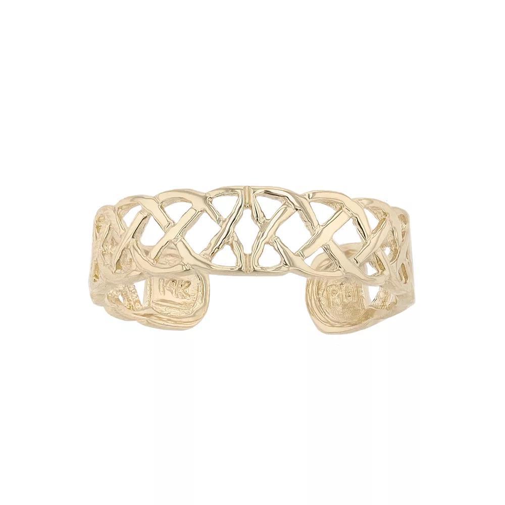 14k Gold Laced Up Cuff Toe Ring, Women's Product Image