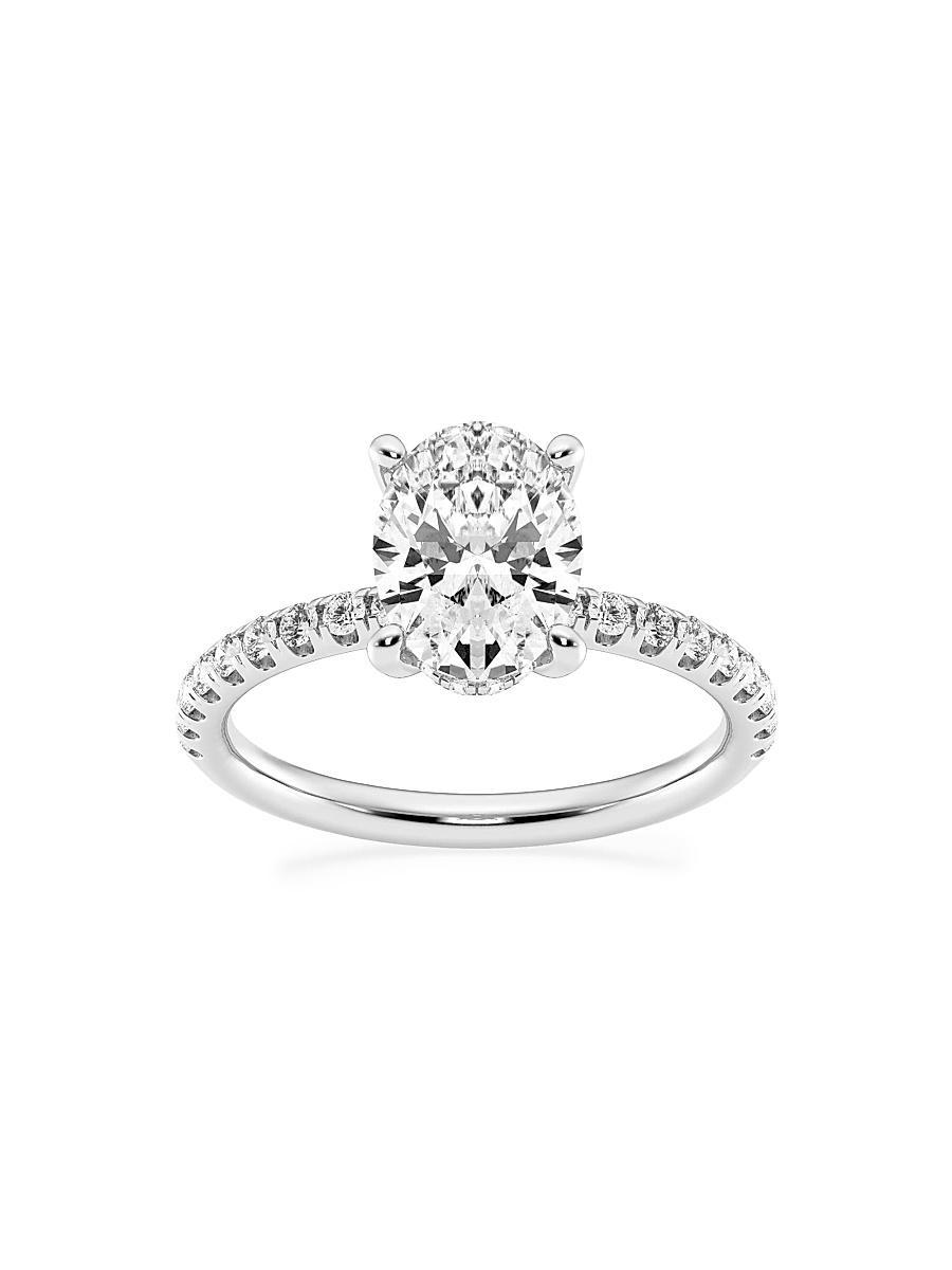 Womens 14K White Gold & Oval Lab-Grown Diamond Hidden Halo Ring/0.80-3.41 TCW Product Image