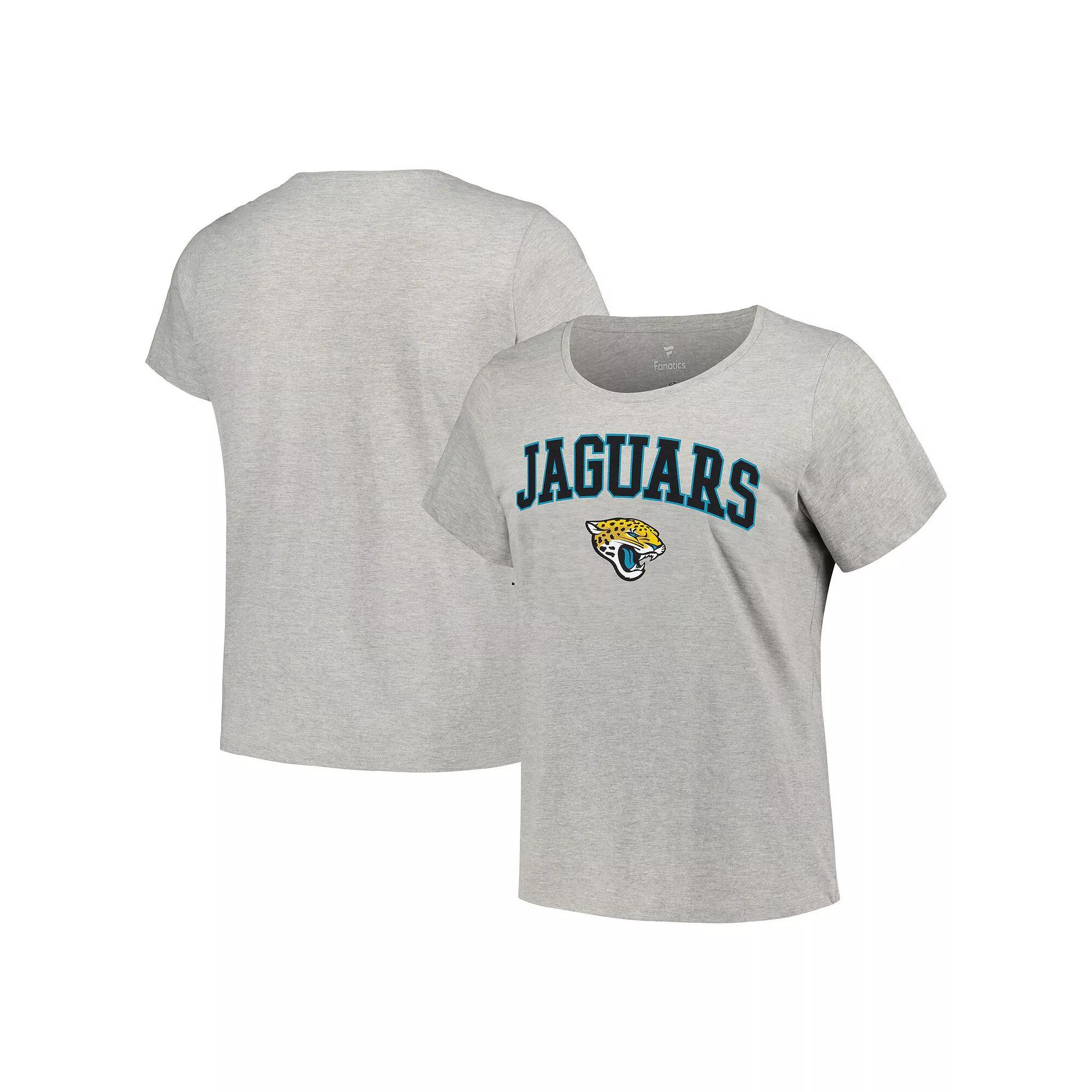 Womens Fanatics Branded Heather Gray Jacksonville Jaguars Plus Size Arch Over Logo T-Shirt Product Image