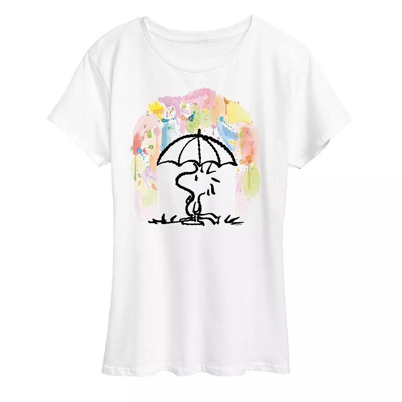 Womens Peanuts Woodstock Watercolor Graphic Tee Product Image