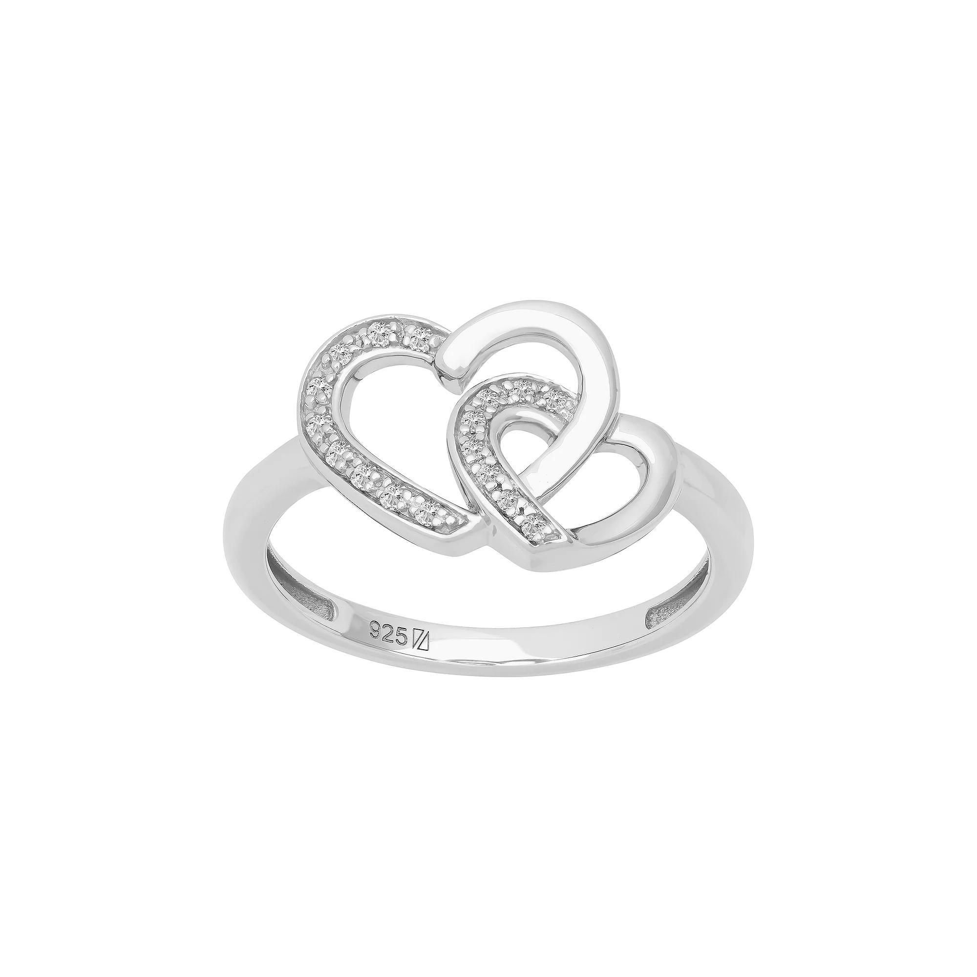 Love Always Sterling Silver Diamond Accent Interlocking Hearts Engagement Ring, Women's, Size: 6 Product Image