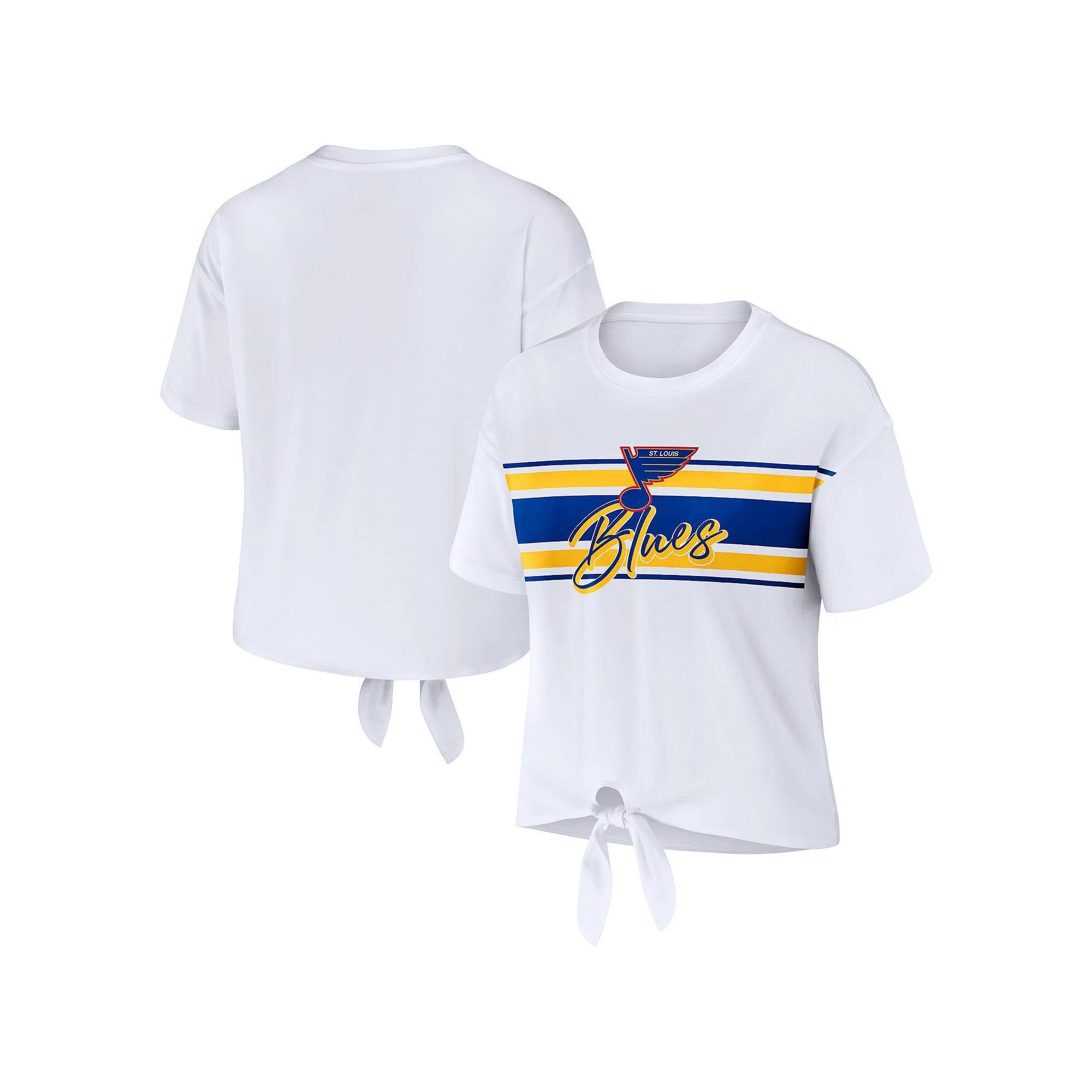 Women's WEAR by Erin Andrews White Los Angeles Angels Front Tie T-Shirt, Size: Large Product Image