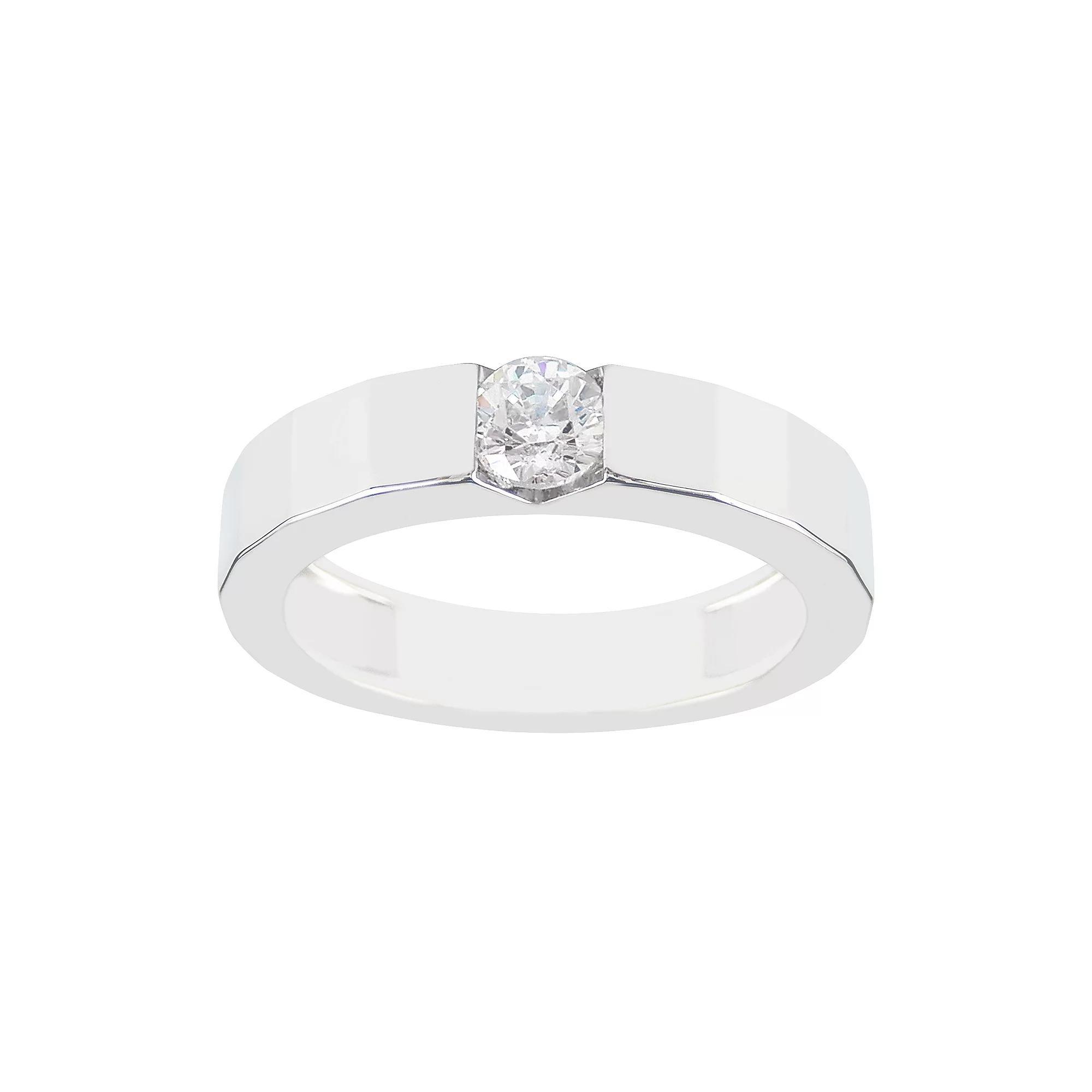 SIRI USA by TJM Sterling Silver Cubic Zirconia Round Inset Ring, Women's, Size: 6 Product Image