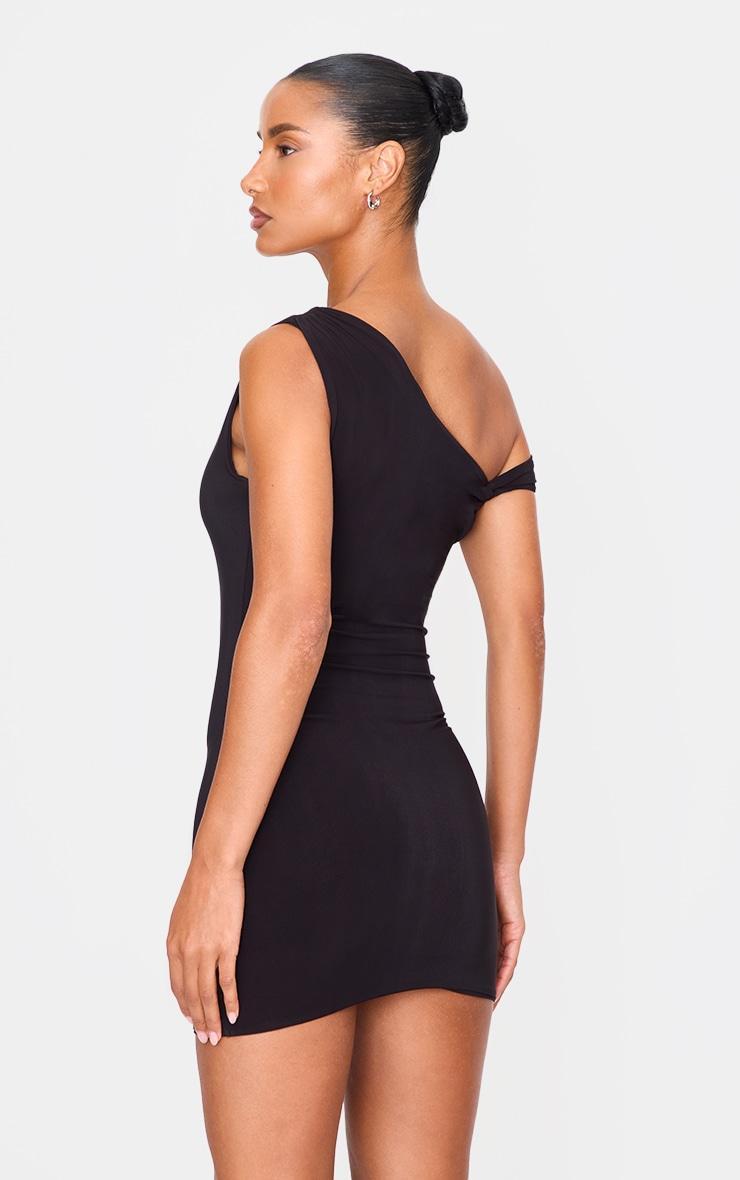Black Double Layer Slinky Twist Bodycon Dress Product Image