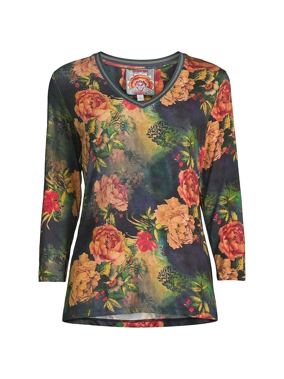 Womens The Janie Favorite Floral V-Neck T-Shirt Product Image