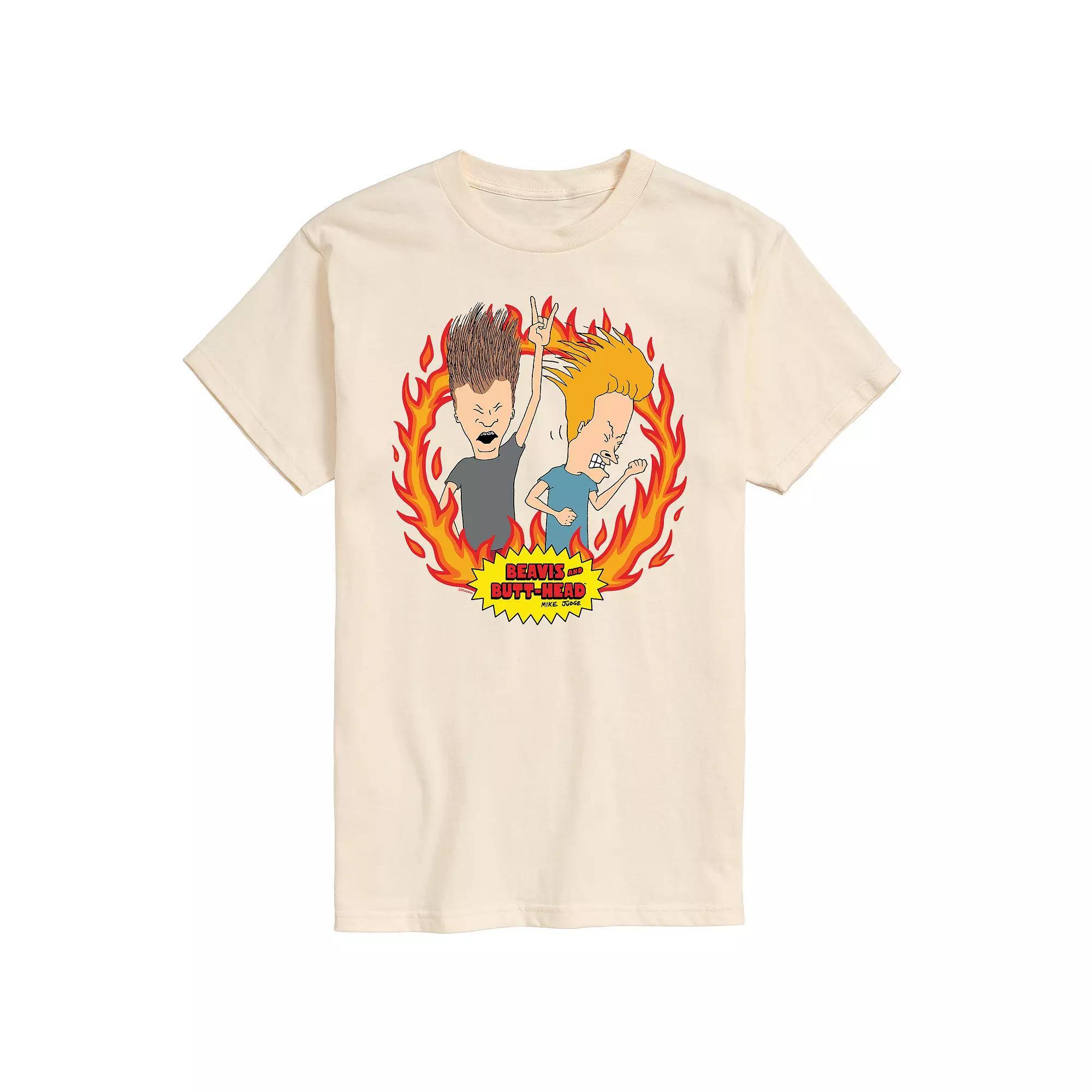 Mens Beavis And Butthead Rock Flames Tee Product Image