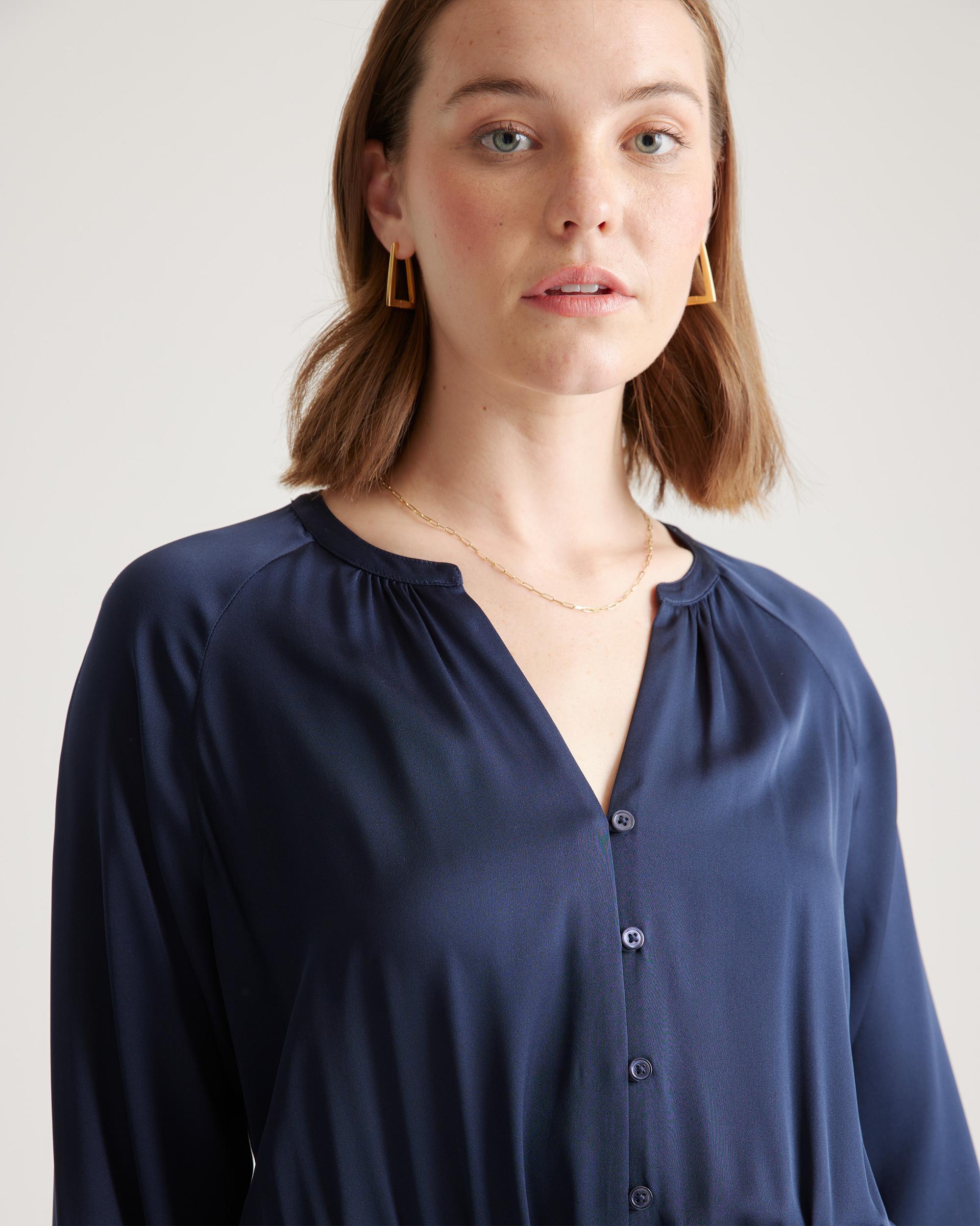 Quince | Women's Washable Stretch Silk Tiered Mini Dress Size XL Product Image