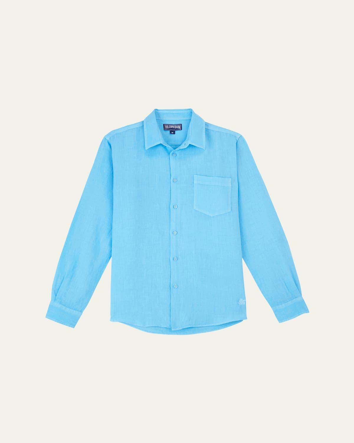 Mens Caroubis Solid Linen Sport Shirt Product Image