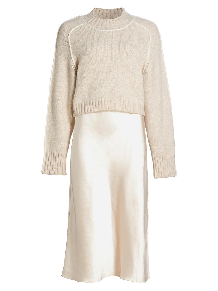 Womens Crewneck Combo Midi-Dress Product Image