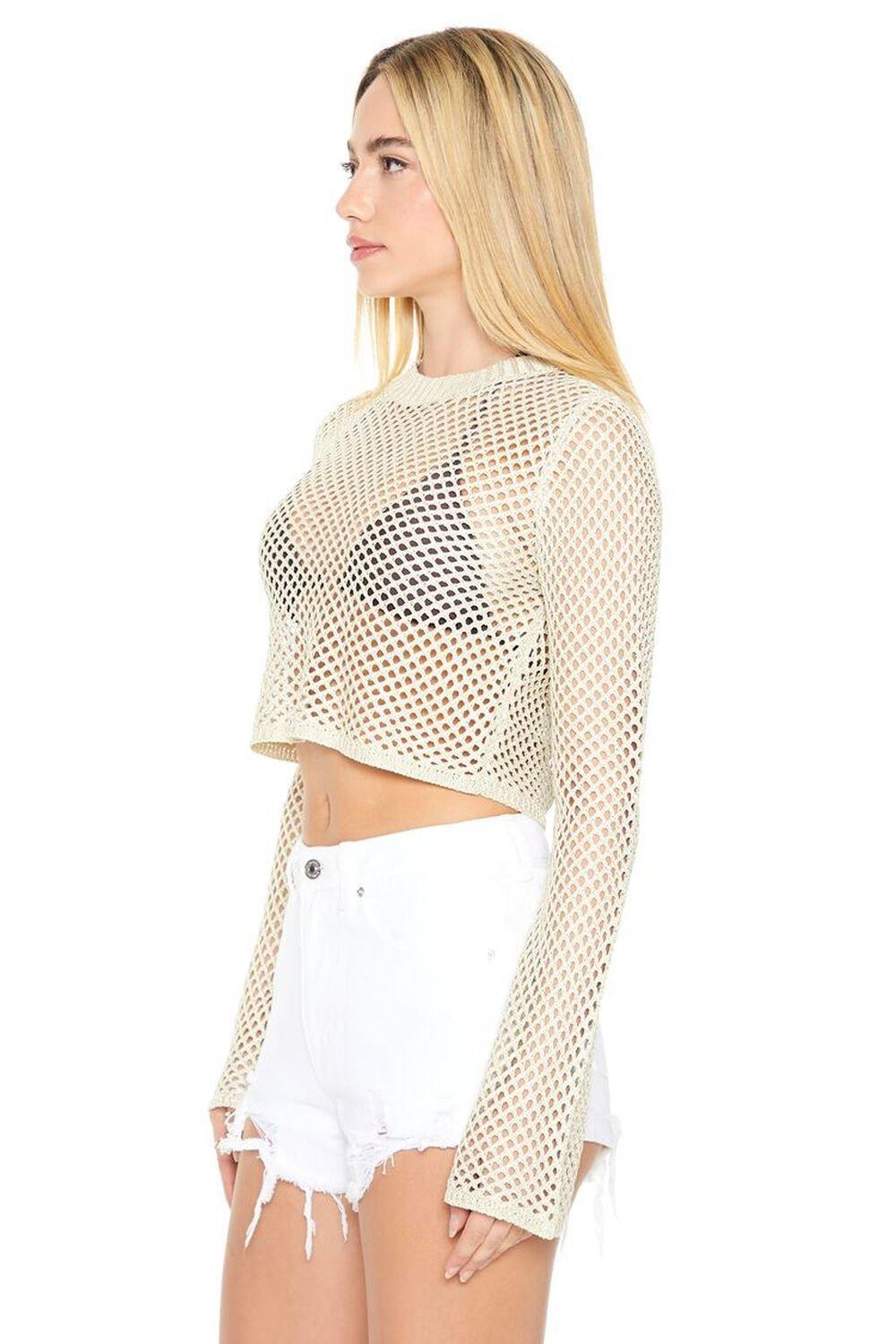 Sheer Cropped Crochet Sweater | Forever 21 Product Image