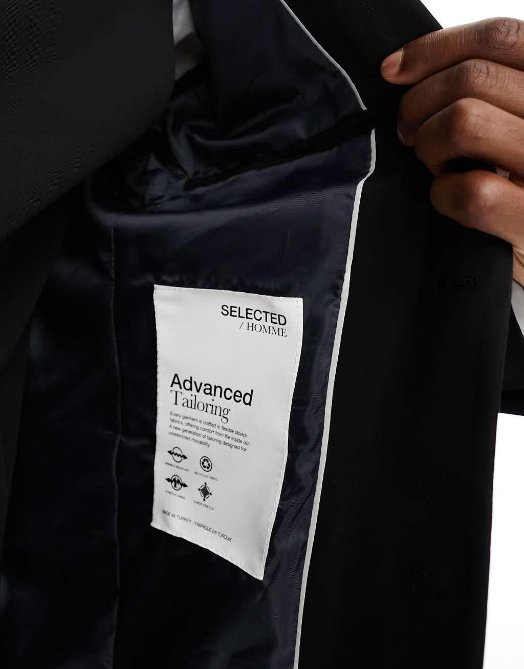 Selected Homme slim fit suit jacket in black Product Image