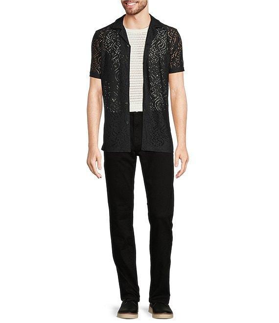Murano Interdimensional Collection Slim Fit Rib Eyelet Camp Collar Knit Woven Shirt Product Image