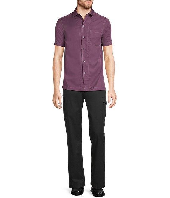 Murano Interdimensional Collection Slim Fit Contrast Stitch Short Sleeve Woven Shirt Product Image