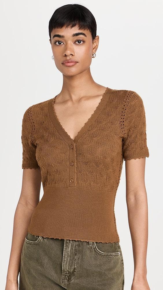 Sea Mila Pointelle V-Neck Sweater | Shopbop Product Image
