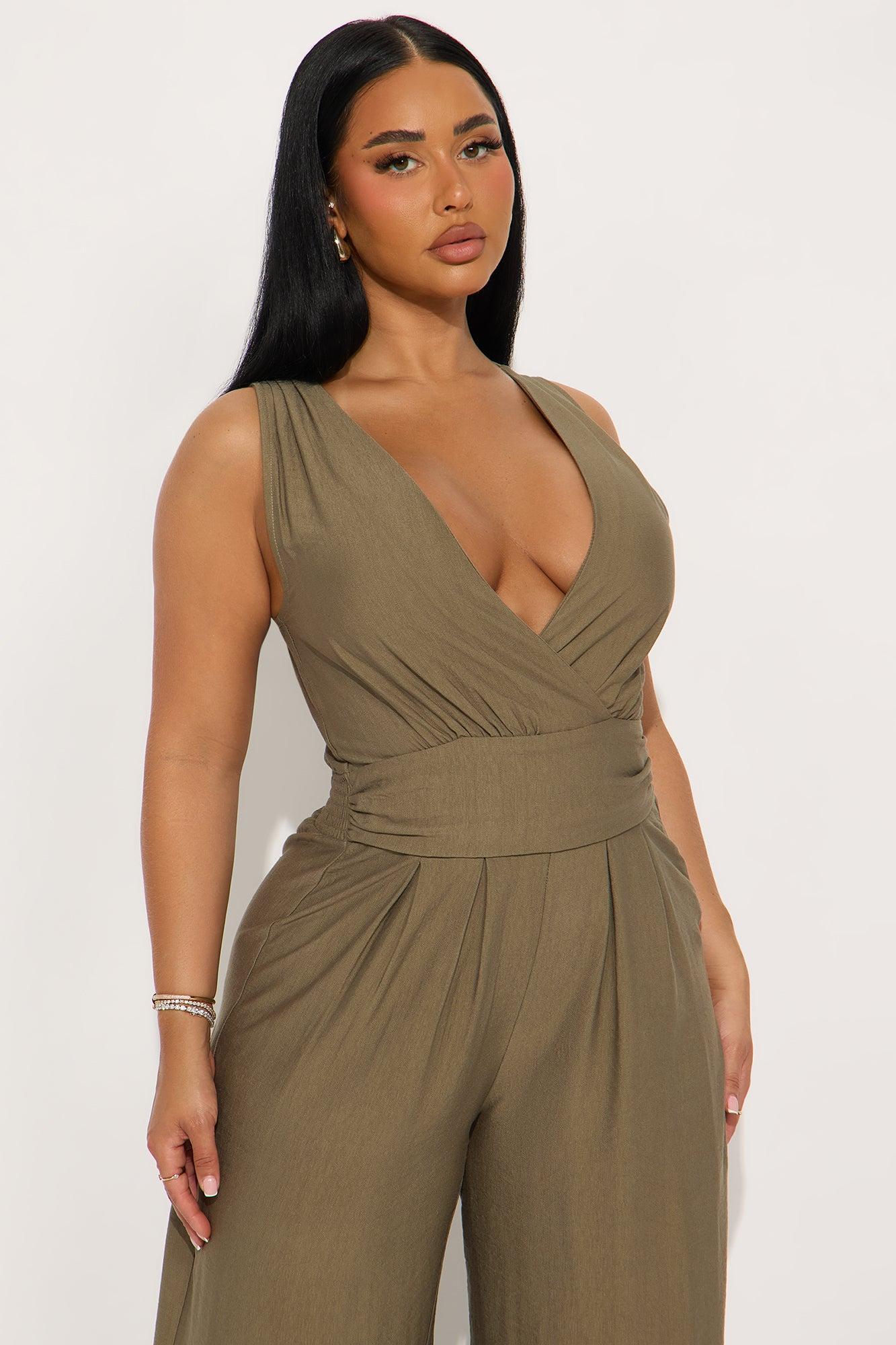 Serenity Wide Leg Jumpsuit - Olive Product Image