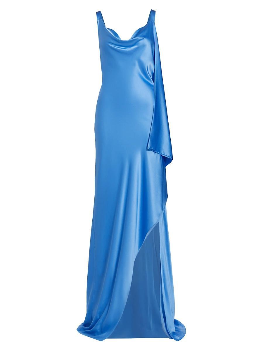 Womens Asymmetric Bias-Cut Silk Satin Gown Product Image